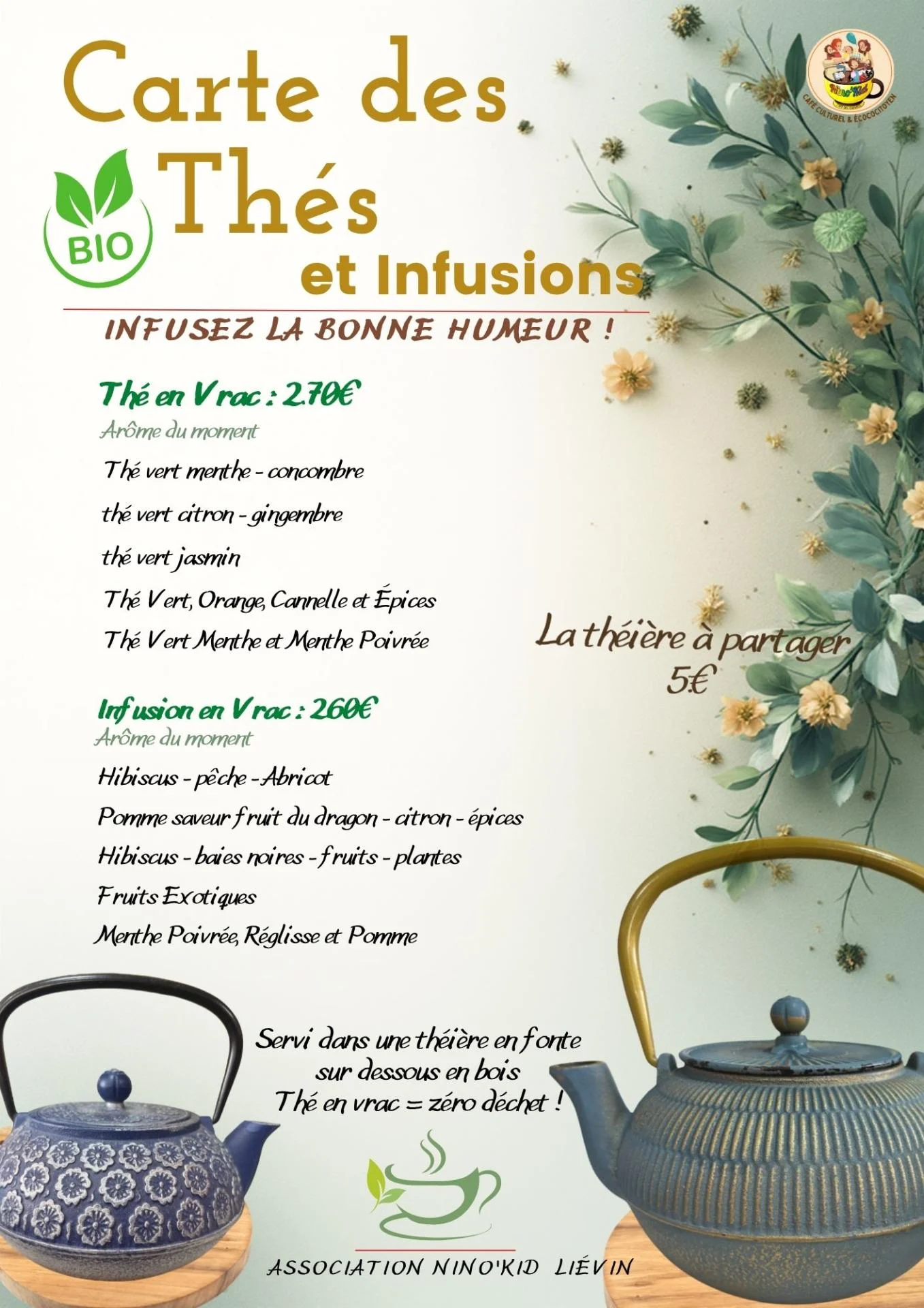 Carte des thés Nino'Kid