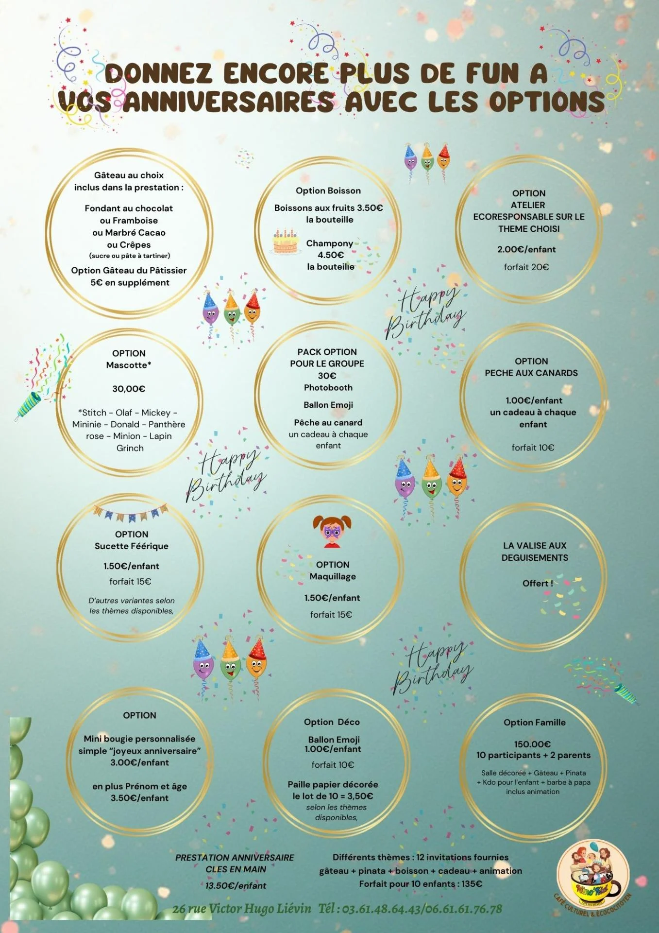 Options Anniversaire 2026 Nino'Kid