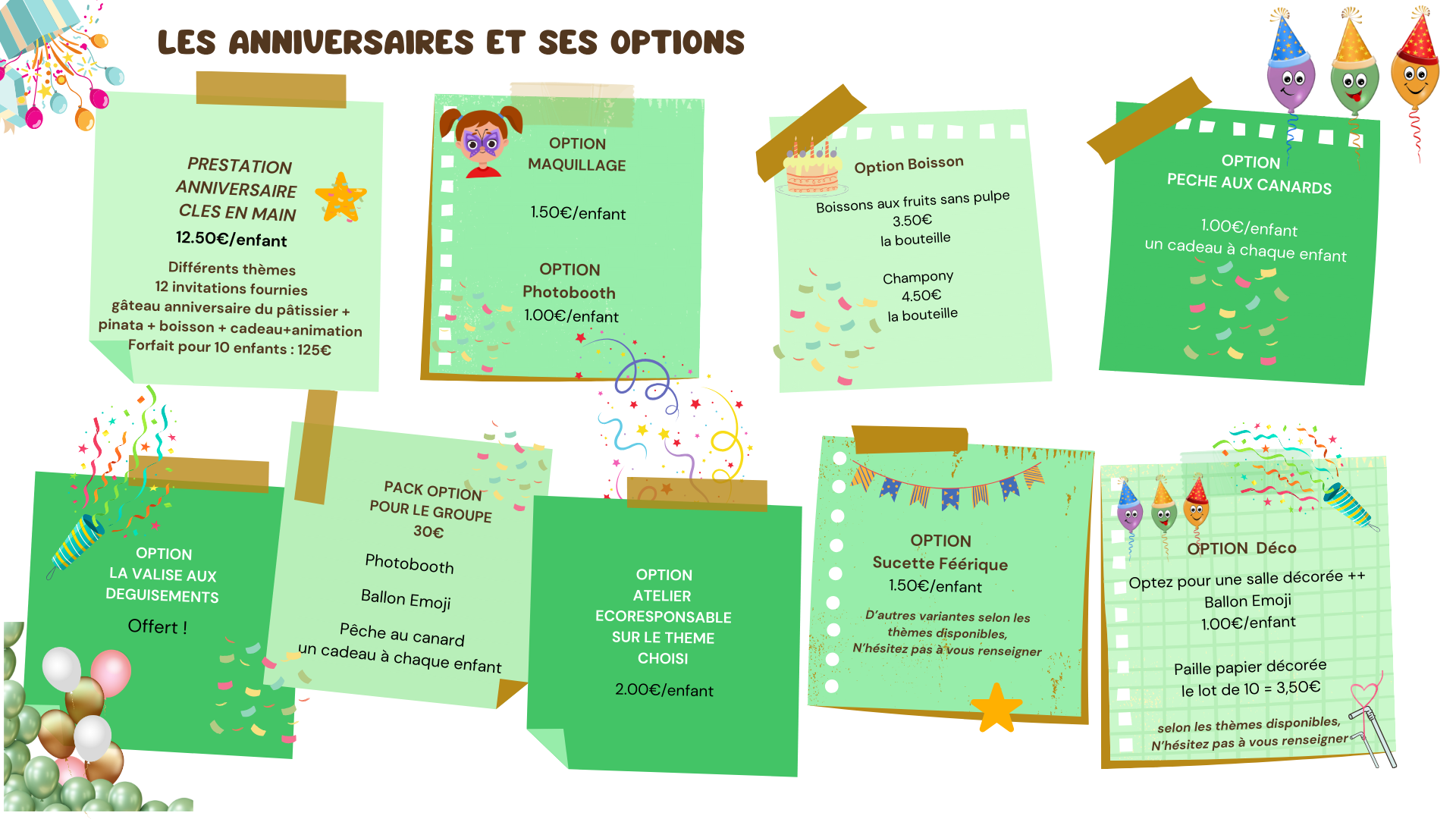 Options anniversaires