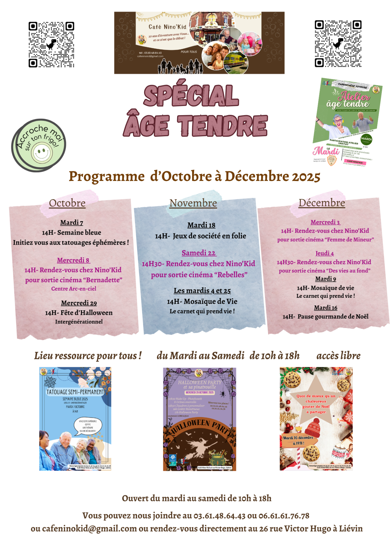 Programme octobre décembre âge tendre 2025 nino kid